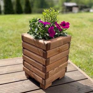 Drevený záhradný kvetináč AKSAMIT, teak, 250x250x350