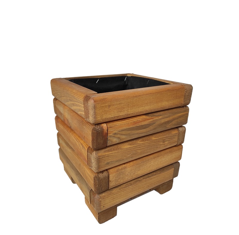 Drevený záhradný kvetináč AKSAMIT, teak, 250x250x350