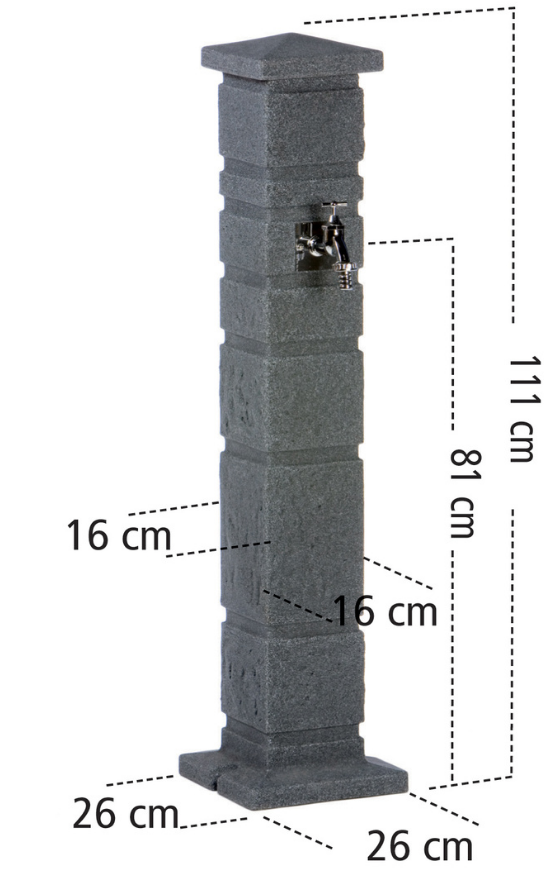 Záhradný stĺpik s kohútikom ROMANA, antracitový granit