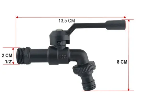 Vodovodný MOSADZNÝ VENTIL s adaptérom na hadicu, čierny