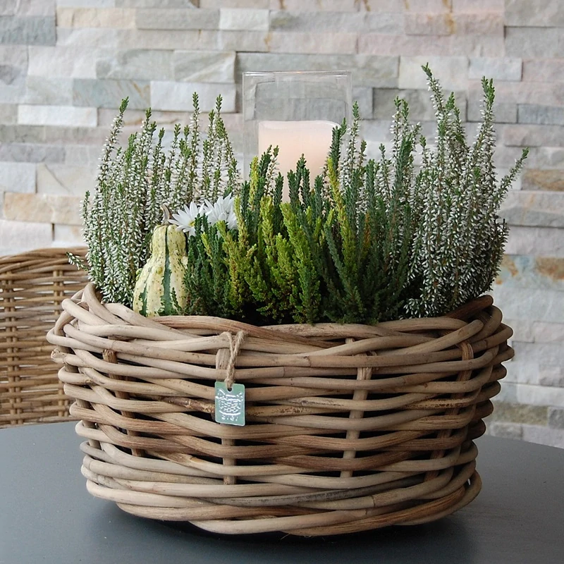 RATANOVÝ Kvetináč DRYPOT Bowl S, HRUBÝ RATAN, Ø40x20 cm