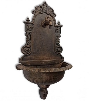 Záhradné Umyvadlo LITINOVÉ s kohútikom, medená patina/svetlá