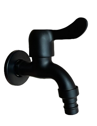 Vodovodný KOHÚTIK ČIERNY 1/2"  s adaptérom na hadicu, nerezová oceľ, čierny matný