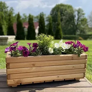 Drevený zahradný kvetináč, pínia,  800x400x300