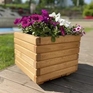 Drevený zahradný kvetináč AKSAMIT, pínia, 340x400x400