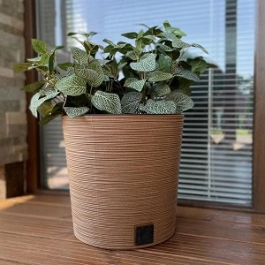 Kvetináč FURU ROUND LOW ECO WOOD 30 cm, svetlo hnedý