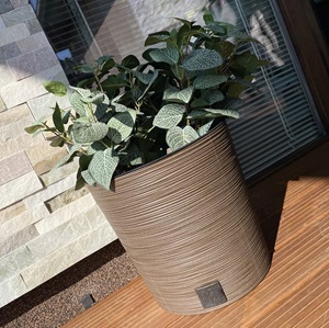 Kvetináč FURU ROUND LOW ECO WOOD 30 cm, kávový