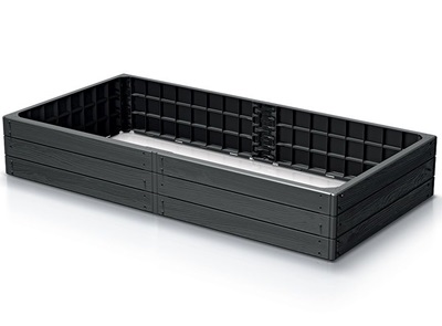 Prosperplast Vyvýšený ZÁHON BASE WOODY, antracit, 149,2 cm