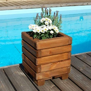 Drevený zahradný kvetináč AKSAMIT, teak, 250x250x300