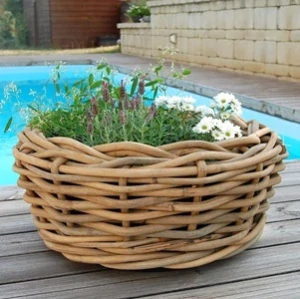 RATANOVÝ Kvetináč DRYPOT BOWL L, HRUBÝ RATAN, Ø56x26 cm