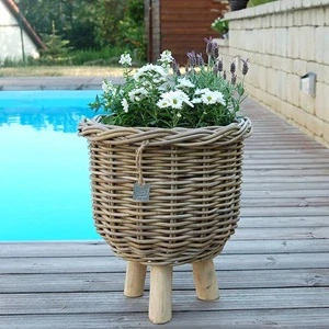 RATANOVÝ KÔŠ s nožičkami, grey, Ø34x40 cm