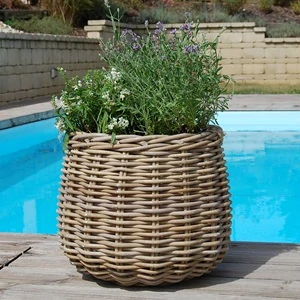 RATANOVÝ Kvetináč CLASSIC ROUND, Grey, Ø38x33 cm