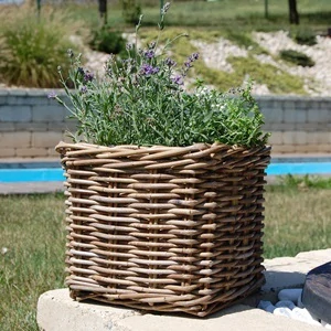 RATANOVÝ KOŠÍK CLASSIC, Grey, 27x27x25 cm