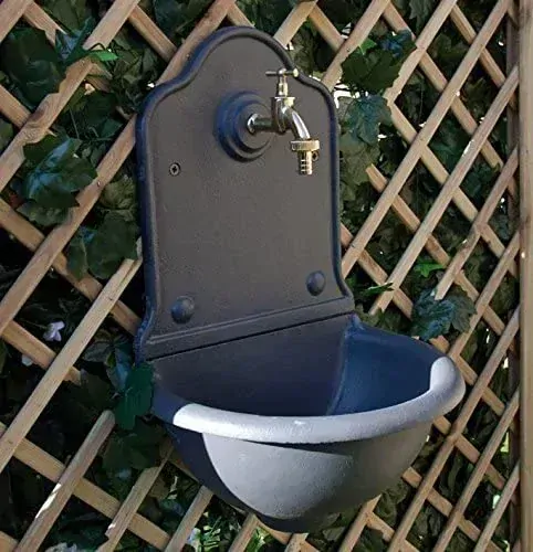 Záhradné LIATINOVÉ UMYVADLO, čierne matné