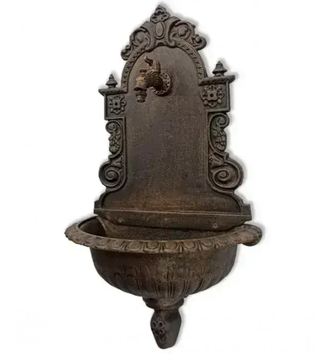 Záhradné Umyvadlo LITINOVÉ s kohútikom, medená patina/svetlá