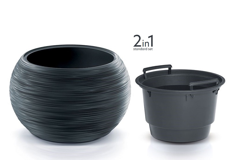 Kvetináč s vkladom FURU BOWL Ø43,5 cm, antracit