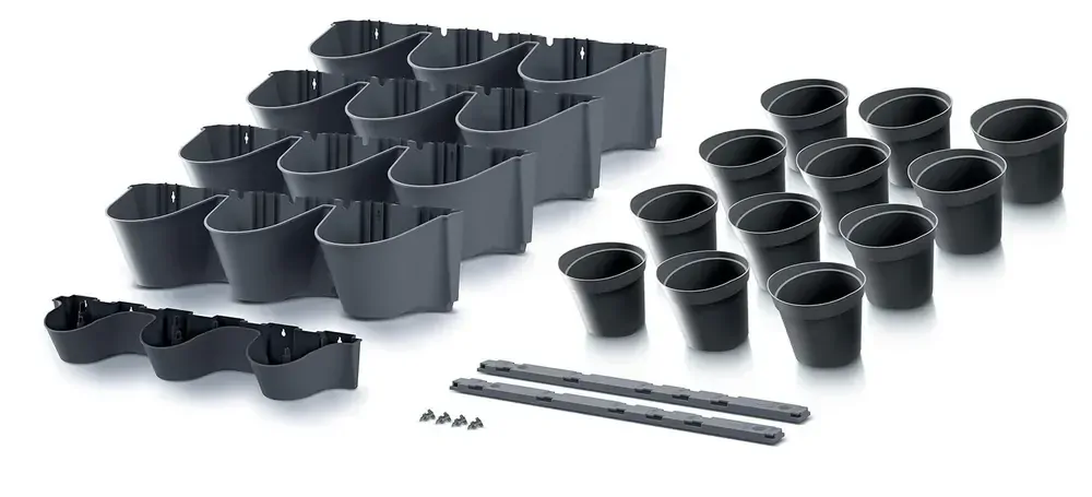 Sada vertikálních květináčů na zeď CASCADE WALL antracit