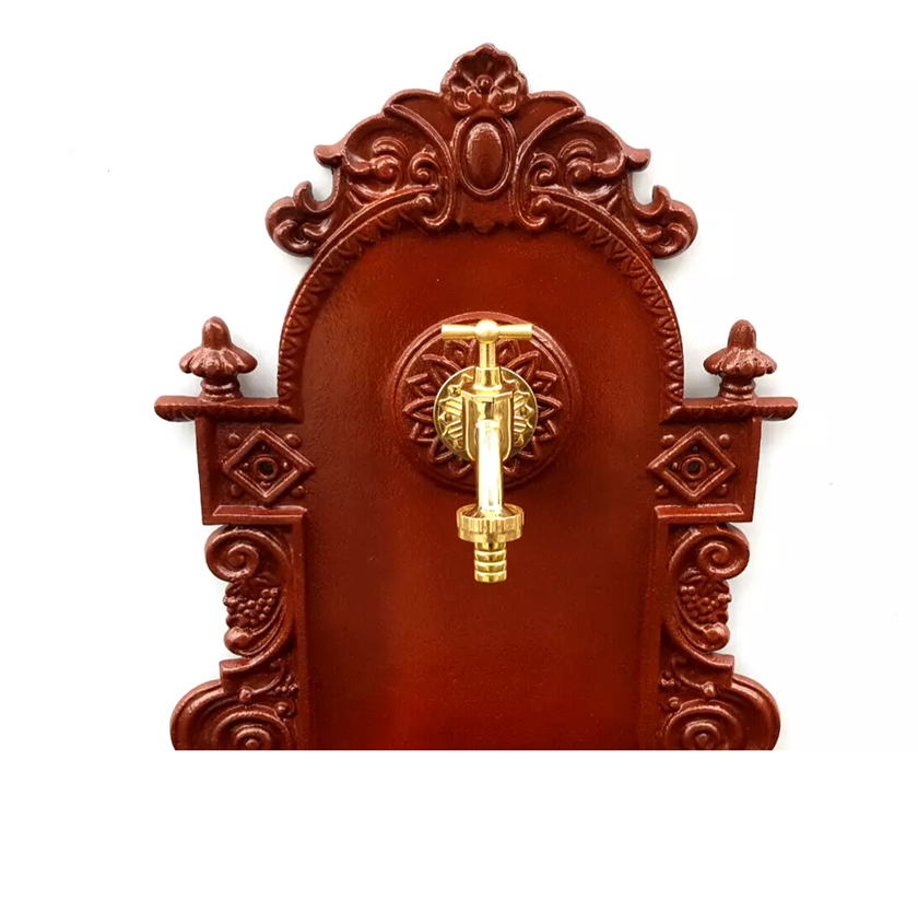 AZTE Záhradné umývadlo z ľahkej ZLIATINY HLINÍKA, s kohútikom, odtokom a sifónom, HNEDÉ