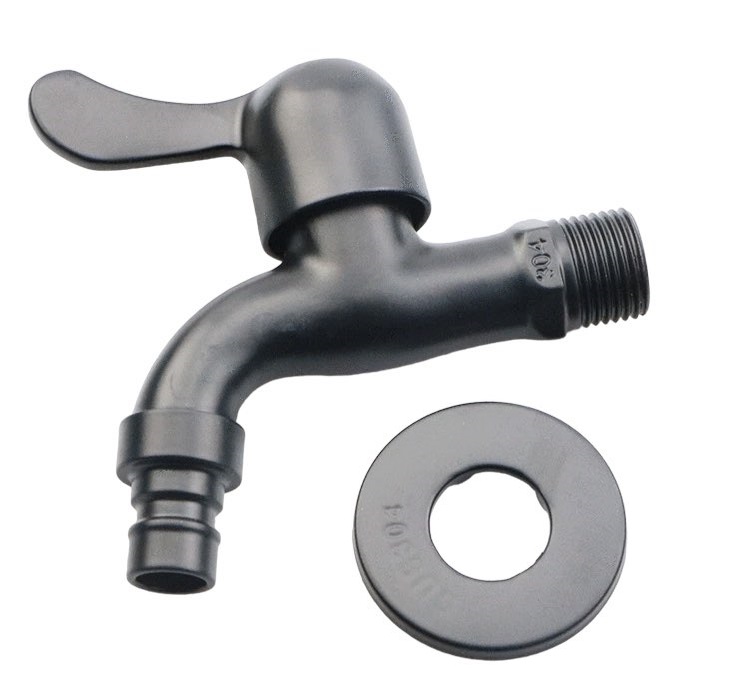 Vodovodný KOHÚTIK ČIERNY 1/2"  s adaptérom na hadicu, nerezová oceľ, čierny matný