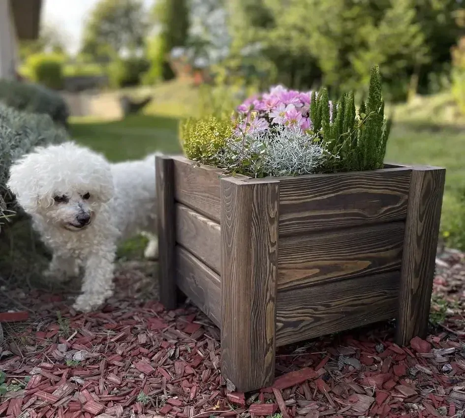 Drevený zahradný kvetináč VELVET, palisander, 400x400x330mm