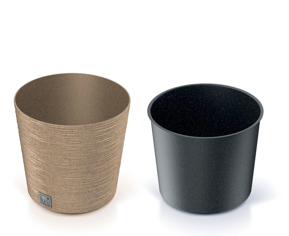 Kvetináč FURU ROUND LOW ECO WOOD 30 cm, svetlo hnedý