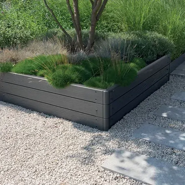 Prosperplast Vyvýšený ZÁHON BASE WOODY, antracit, 149,2 cm