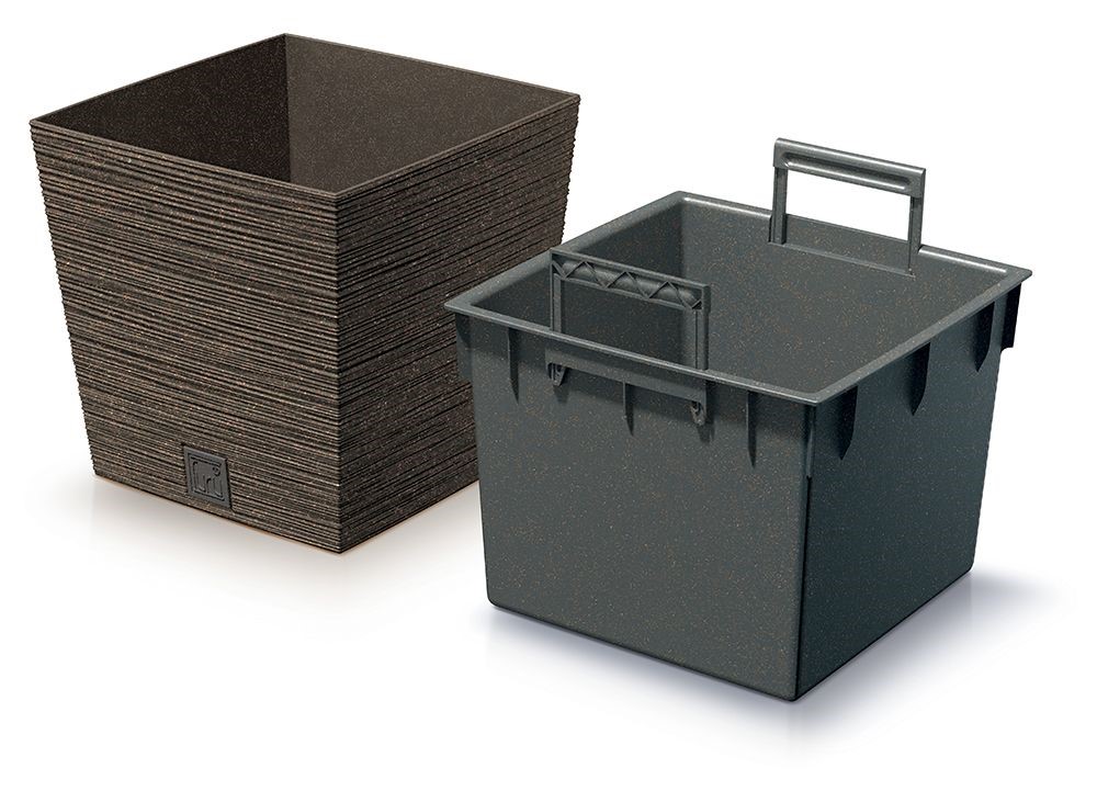 Kvetináč FURU SQUARE LOW ECO WOOD 29,5 cm kávový
