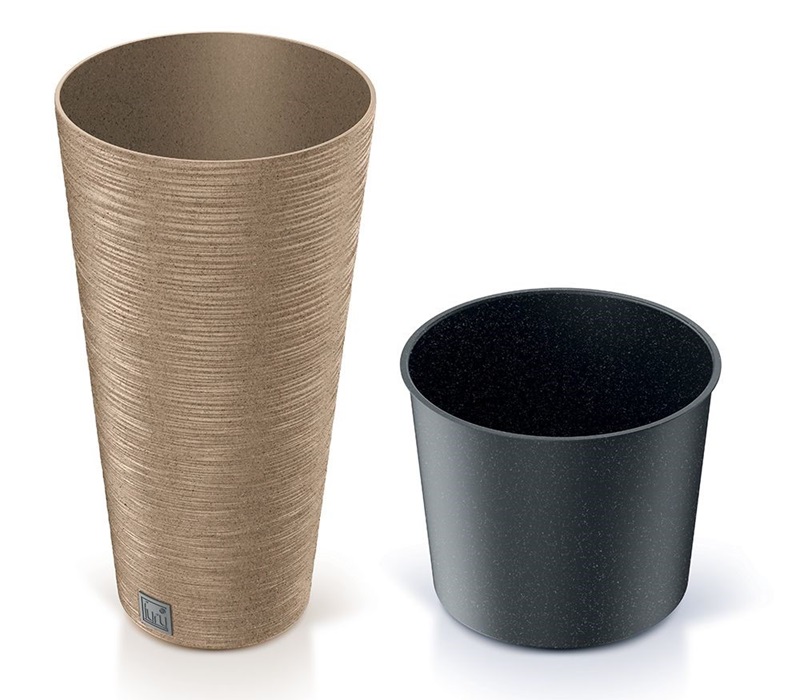 Kvetináč FURU SLIM ECO WOOD 30 cm, svetlohnedý