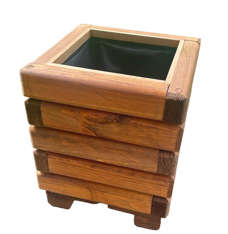 Drevený zahradný kvetináč AKSAMIT, teak, 250x250x300