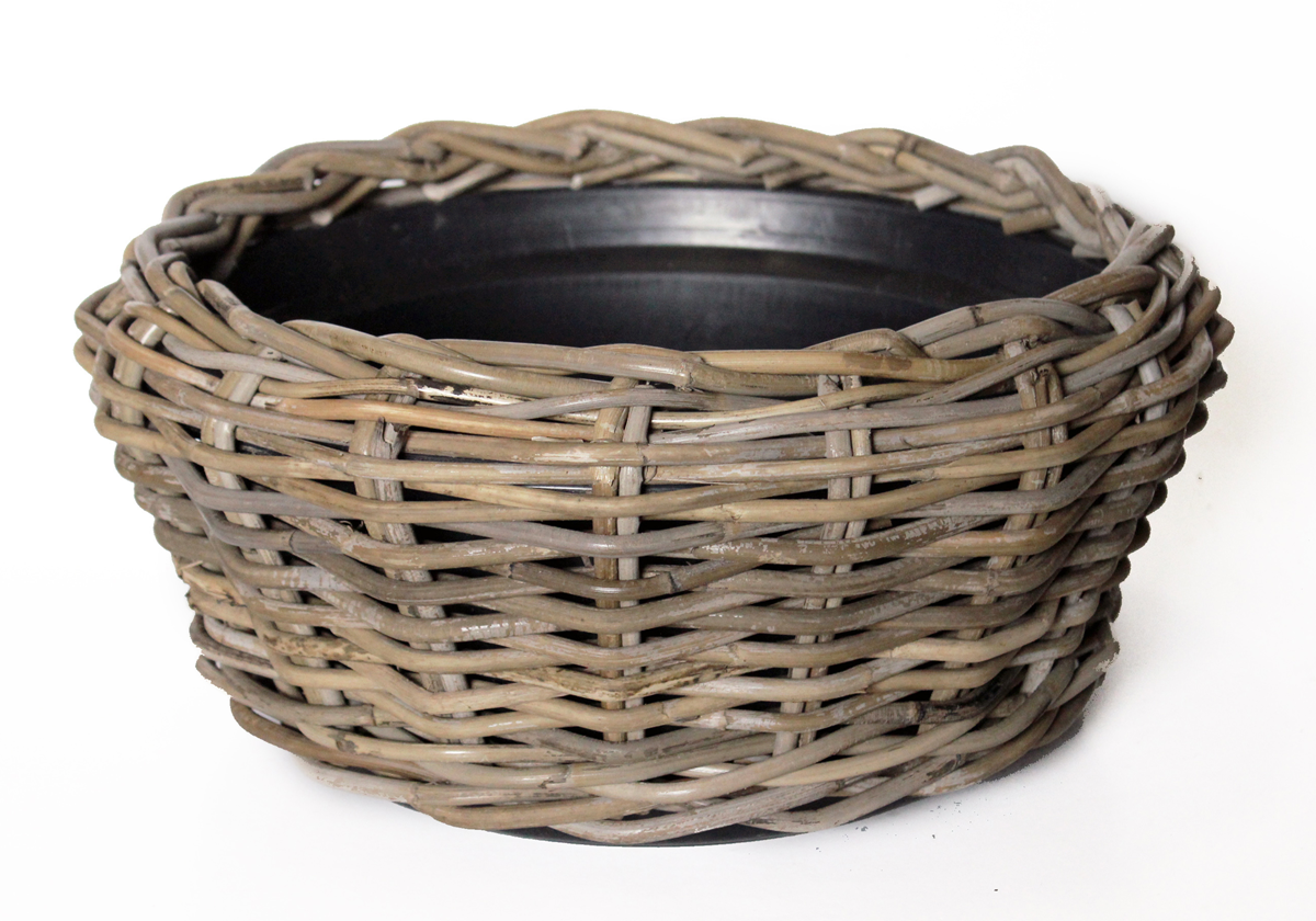 RATANOVÝ Květináč DRYPOT BOWL, Grey Ø32x14cm