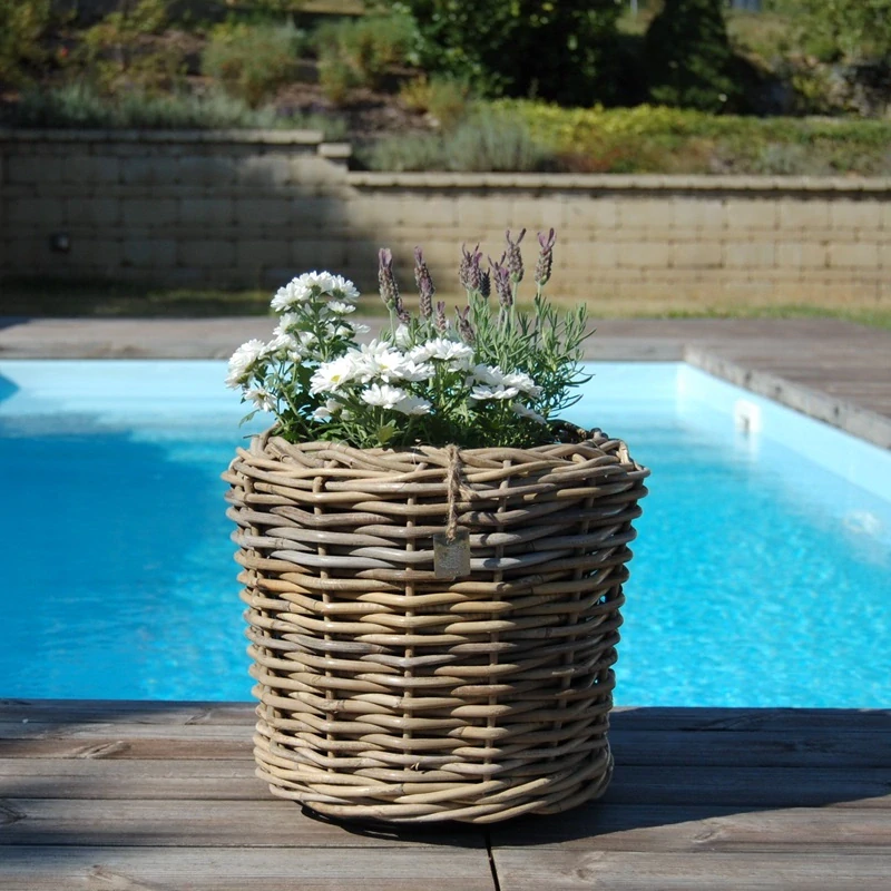 RATANOVÝ Kvetináč DRYPOT, Grey, Ø34x30 cm