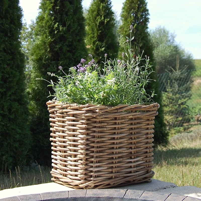 RATANOVÝ KOŠÍK CLASSIC, Grey, 27x27x25 cm
