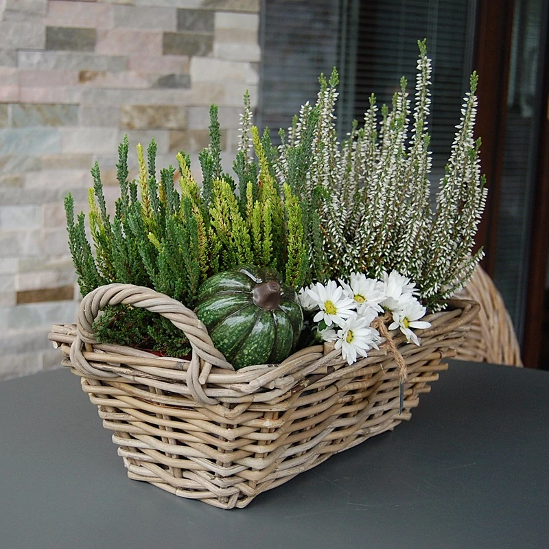 RATANOVÝ Košík s rúčkami CLASSIC, Grey, 37x22x12 cm