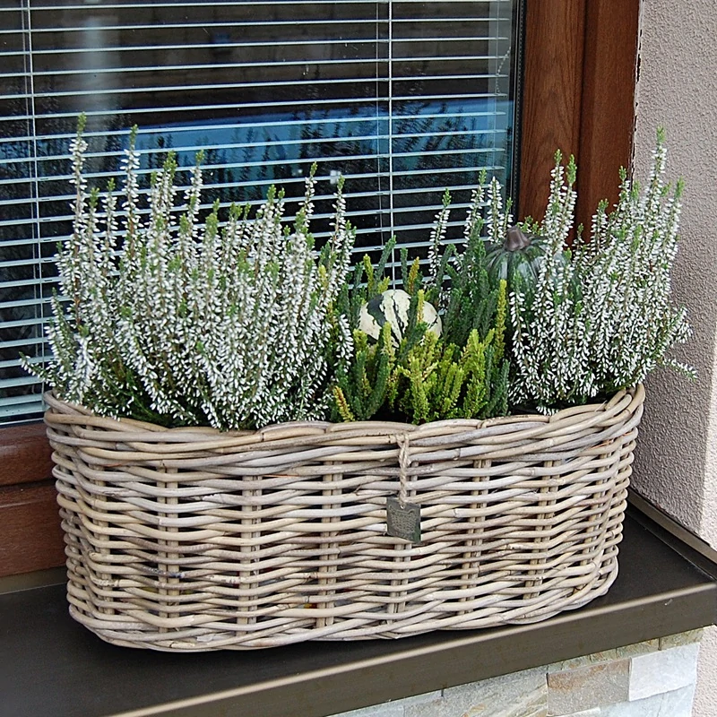 RATANOVÝ truhlík ELIPSA CLASSIC, Grey, 50x20x20 cm