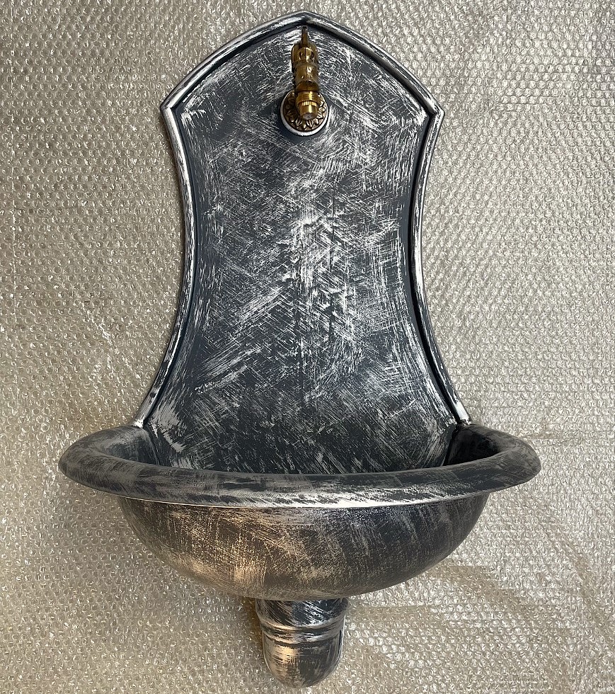 Záhradné umývadlo SIENA s kohútikom DRAK, ANTICKÉ STRIEBRO