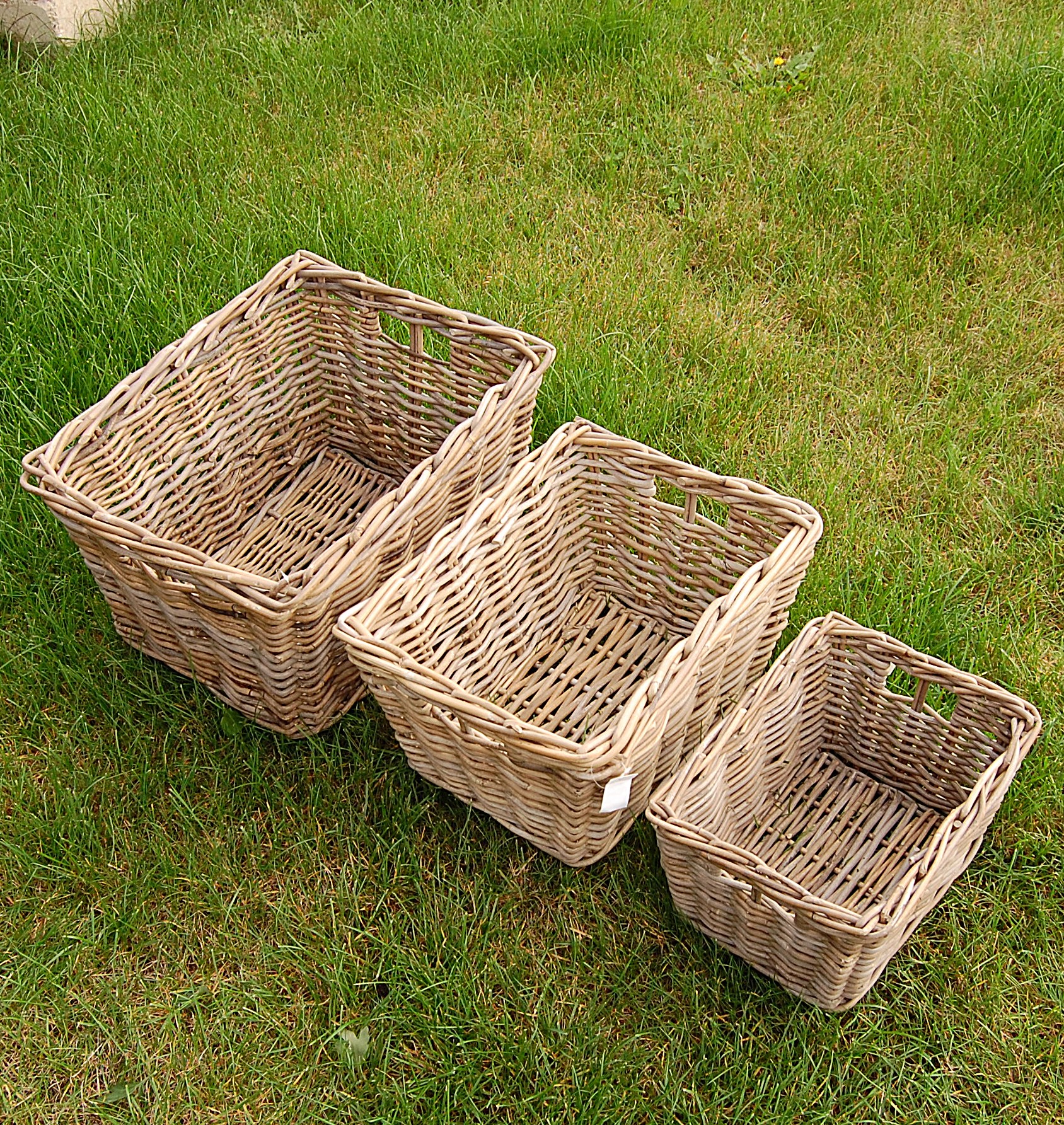 Ratanové ÚLOŽNÉ KOŠE, Grey - 3 KUSY