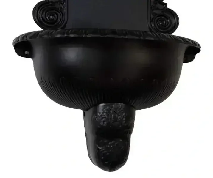 AZTE Záhradné umývadlo z ľahkej ZLIATINY HLINÍKA, s kohútikom, odtokom a sifónom, ČIERNE