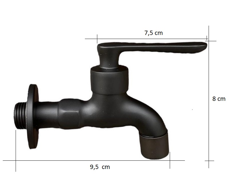 AZTE Vodovodný KOHÚTIK 1/2", čierny matný, 9,5 cm