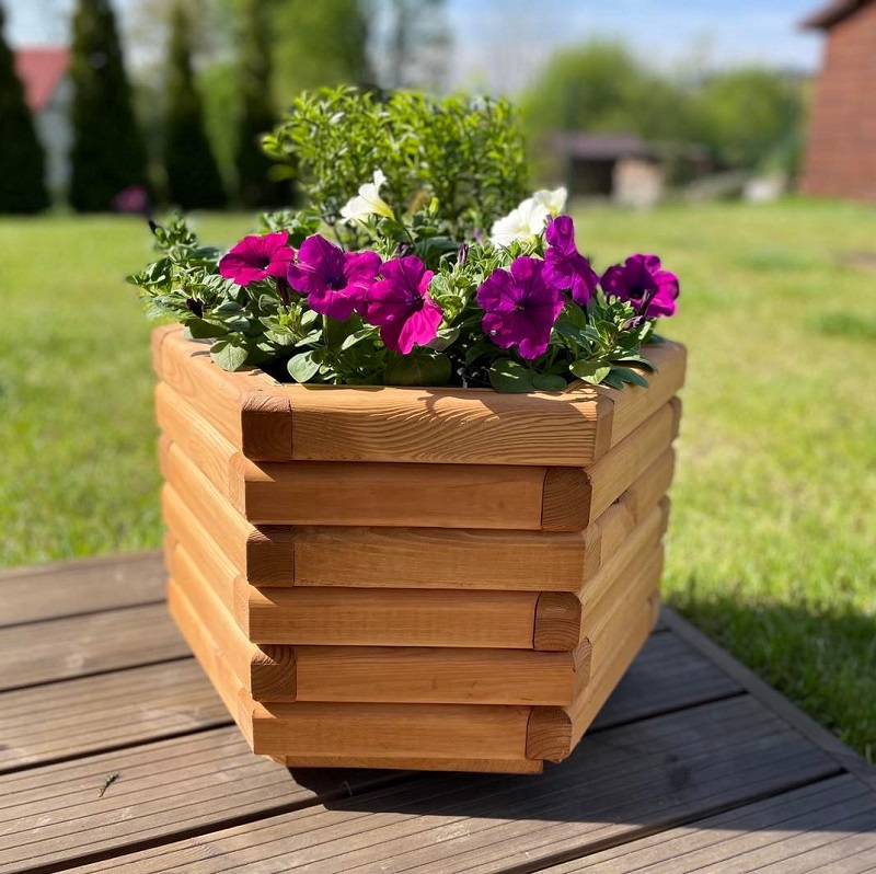 Drevený zahradný kvetináč AKSAMIT, pínia, 500x350