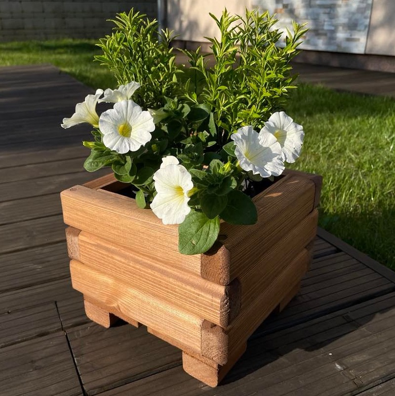 Drevený zahradný kvetináč AKSAMIT, teak,  250x250x200