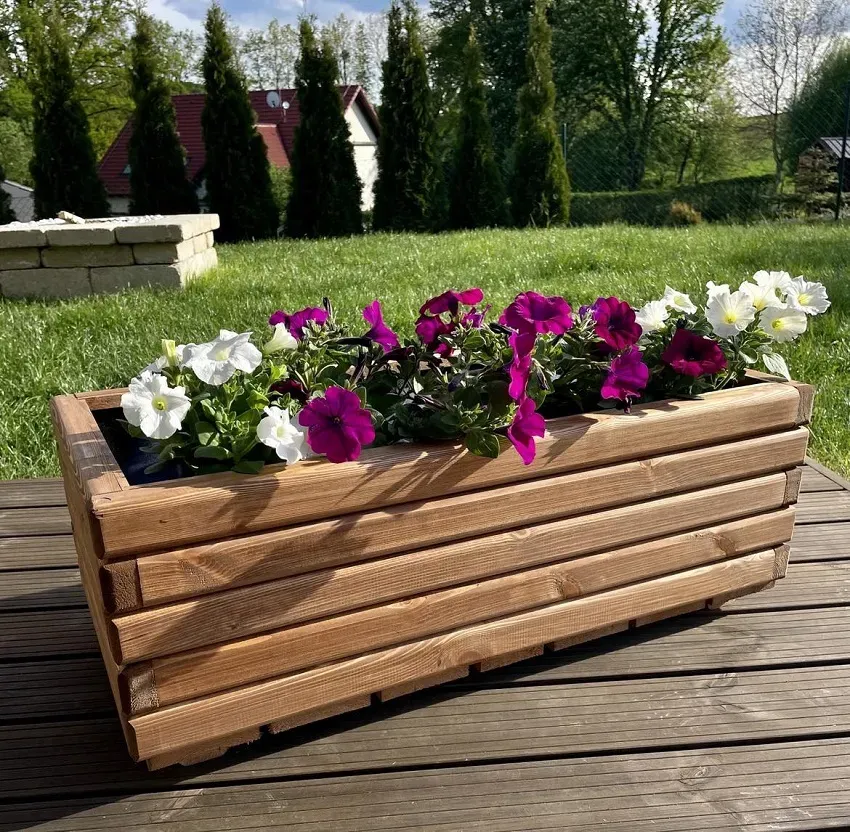 Drevený zahradný kvetináč AKSAMIT, teak, 800x400x300