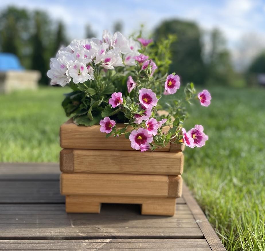 Drevený zahradný kvetináč AKSAMIT, pínia,  250x250x200