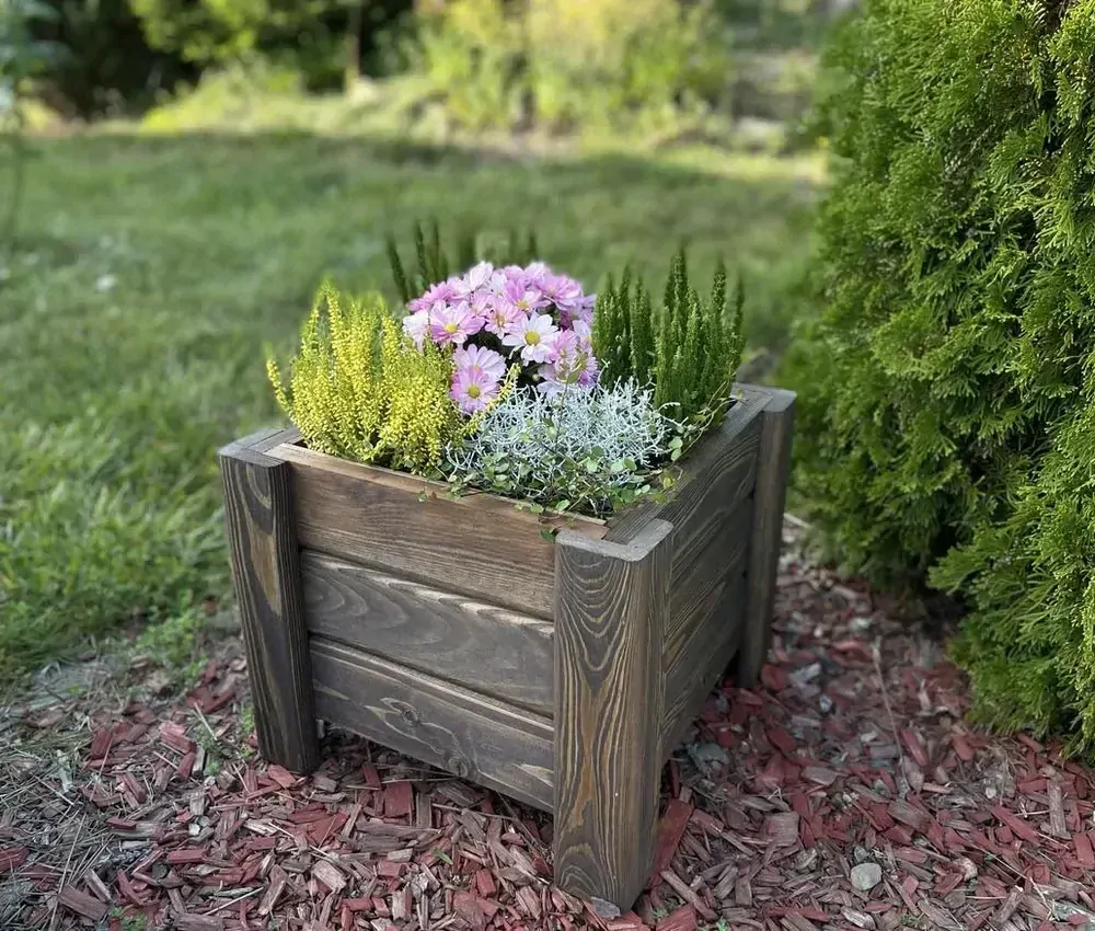 Drevený zahradný kvetináč VELVET, palisander, 400x400x330mm