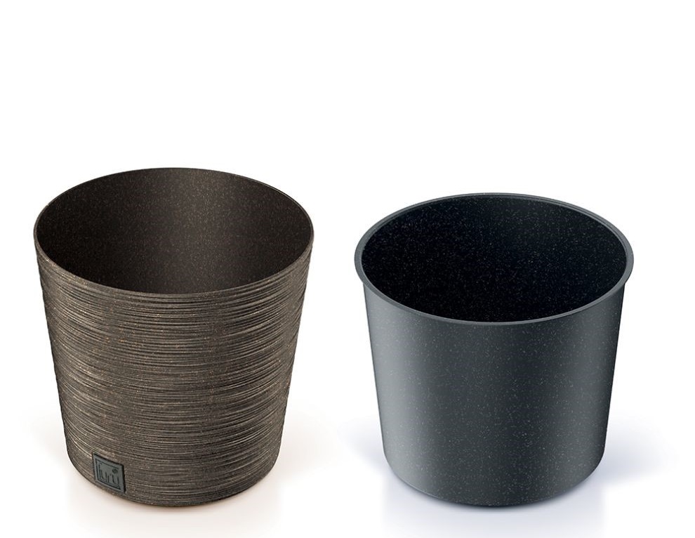 Kvetináč FURU ROUND LOW ECO WOOD 30 cm, kávový