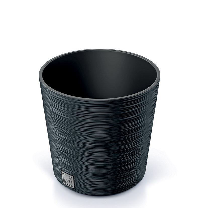 Kvetináč FURU ROUND LOW ECO WOOD 30 cm, antracit