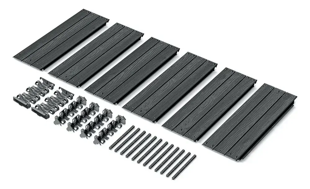 Prosperplast Vyvýšený ZÁHON BASE WOODY, antracit, 149,2 cm