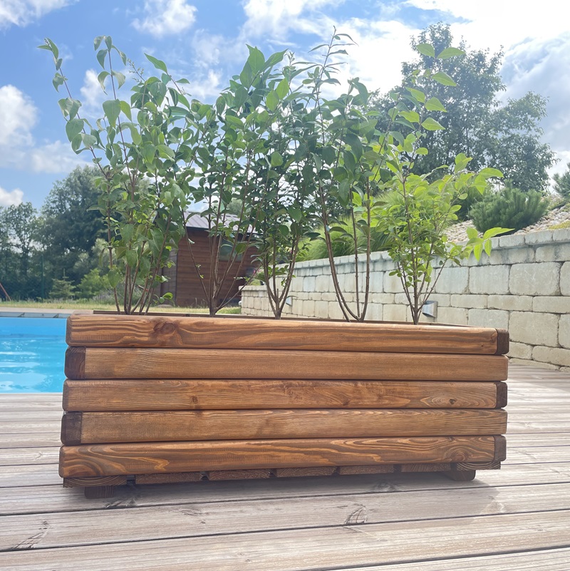 Drevený zahradný kvetináč AKSAMIT, teak, 800x250x300