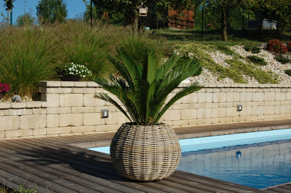  RATANOVÝ Kvetináč DRYPOT TINA, big, Grey, Ø55x44 cm