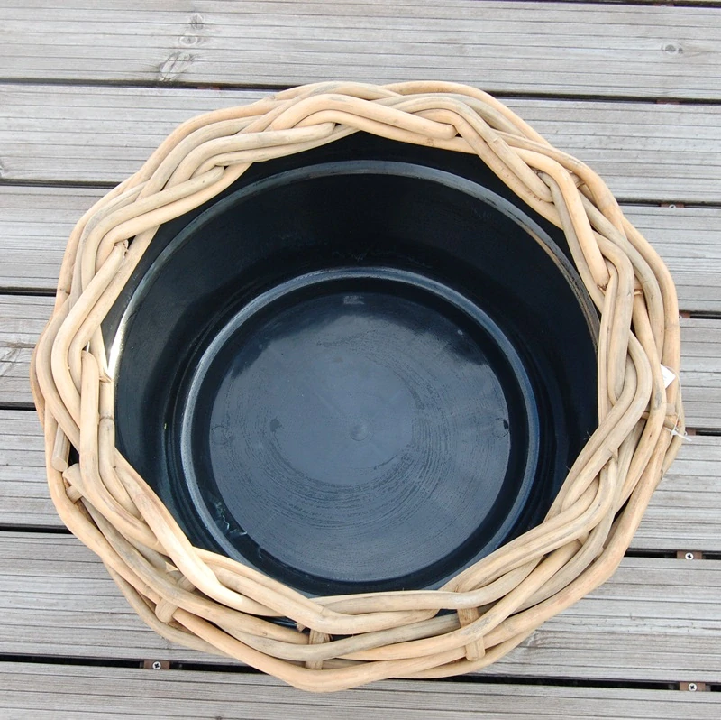 RATANOVÝ Kvetináč DRYPOT BOWL L, HRUBÝ RATAN, Ø56x26 cm