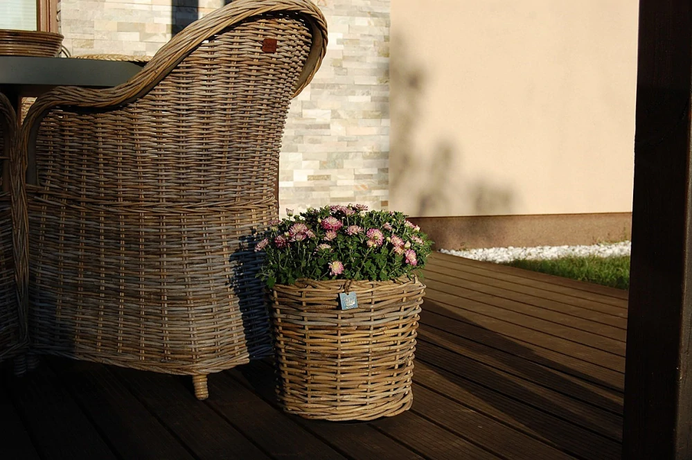 RATANOVÝ Kvetináč DRYPOT, Grey, Ø34x30 cm